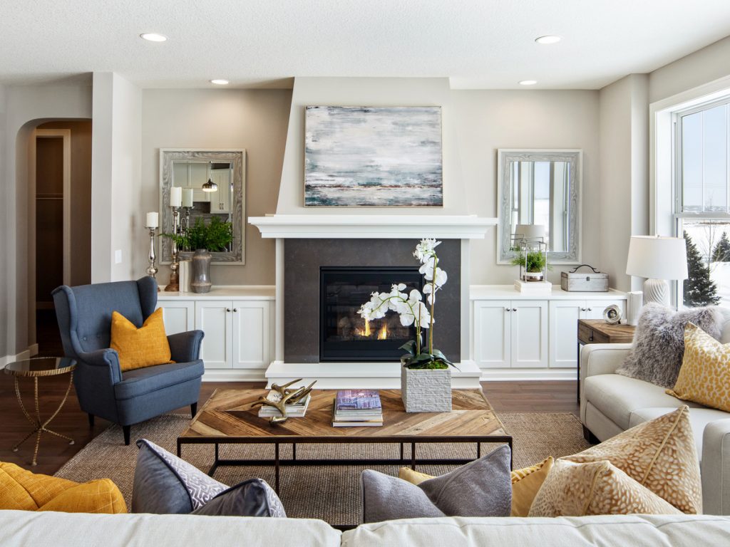 Cozy fireplace with home decor